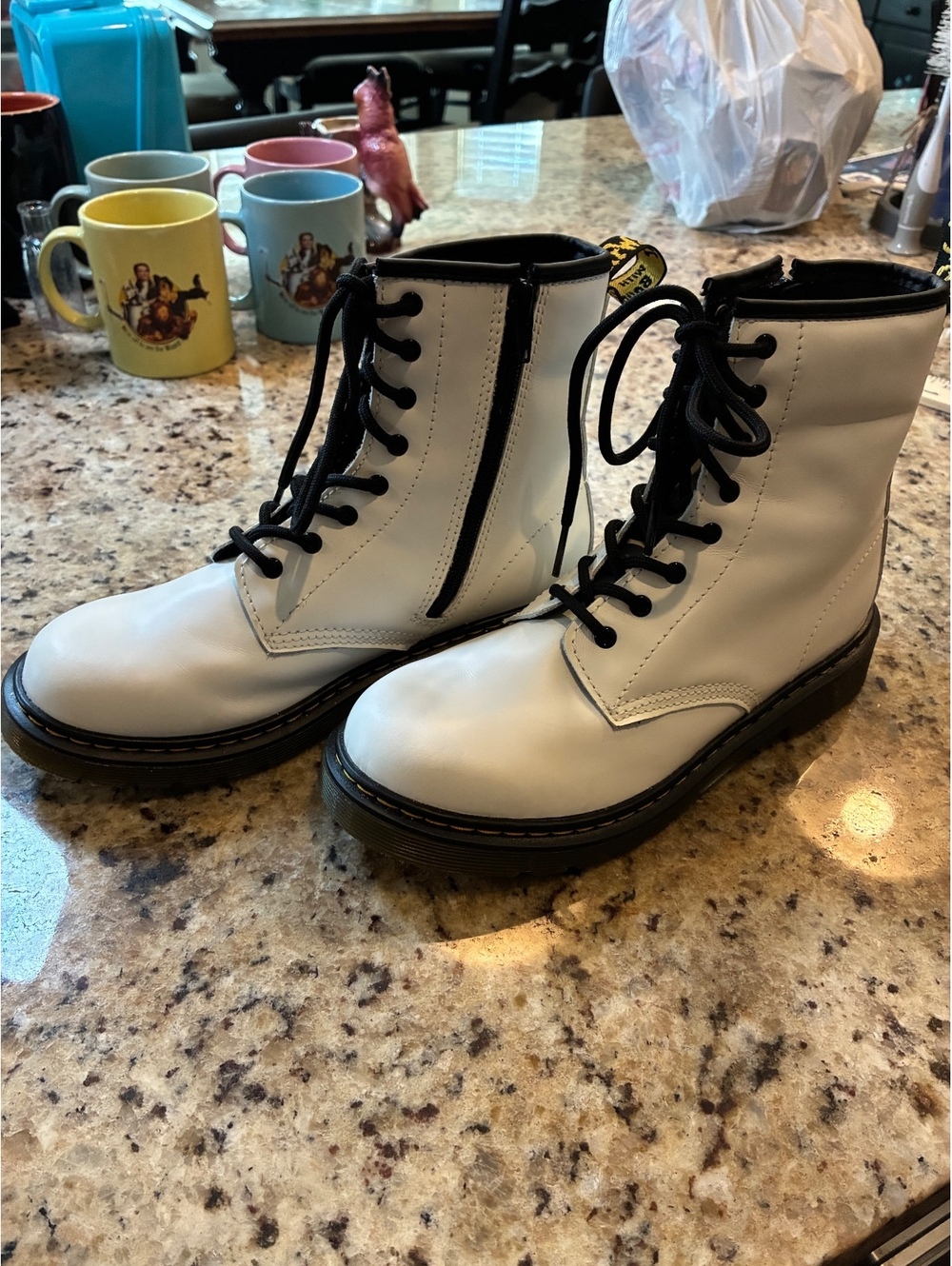 Doc Martens White lace-up combat boots